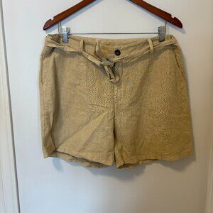 Modai Linen Tan "Hay" Shorts Women's size L Made in Italy with Belt NWT